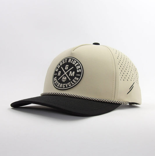 Casquette Trucker Dura-bull Beige Noir – Patch Cuir Ghost Riders Motorcycles