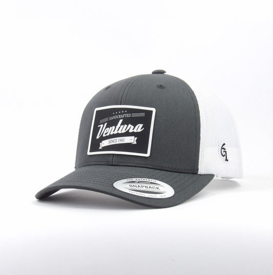 Casquette Trucker Dark Grey White Flexfit 6606T | patch silicone gravé Ventura Handcrafted - Ventura studio