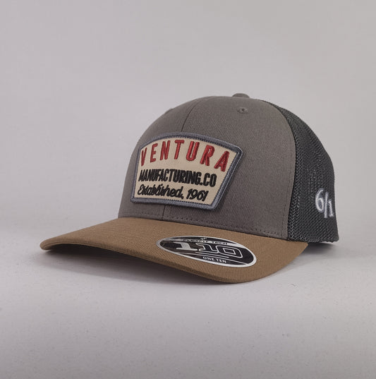 Casquette Trucker earthtones Flexfit - patch brodé "VENTURA Manufacturing" -  Ventura studio
