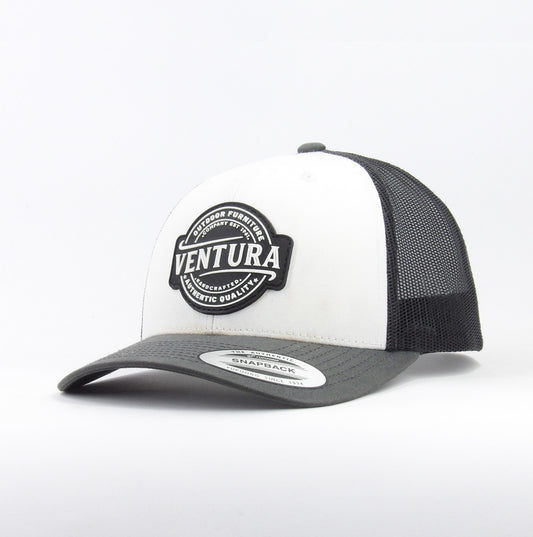 Casquette Trucker  Grey-blanc-Noir Flexfit 6606 CF | Patch gravé Ventura outdoor - Ventura studio