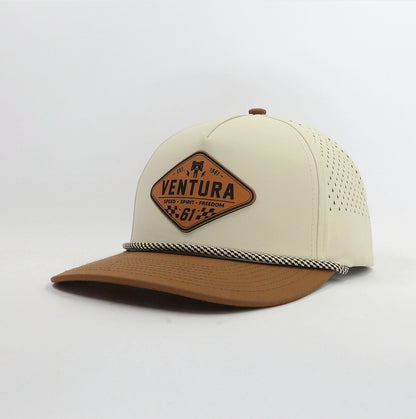 Casquette trucker beige et camel Dura-Bull avec patch cuir Ventura 61