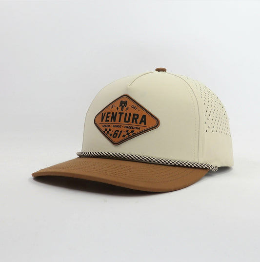 Casquette trucker beige et camel Dura-Bull avec patch cuir Ventura 61